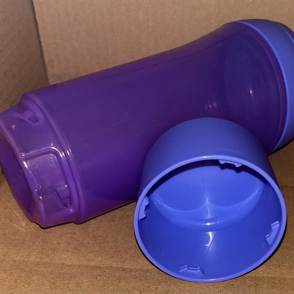Tupperware ECO Water Sports Bottle Purple Snack Cup Flip Top - Picture 2 of 3